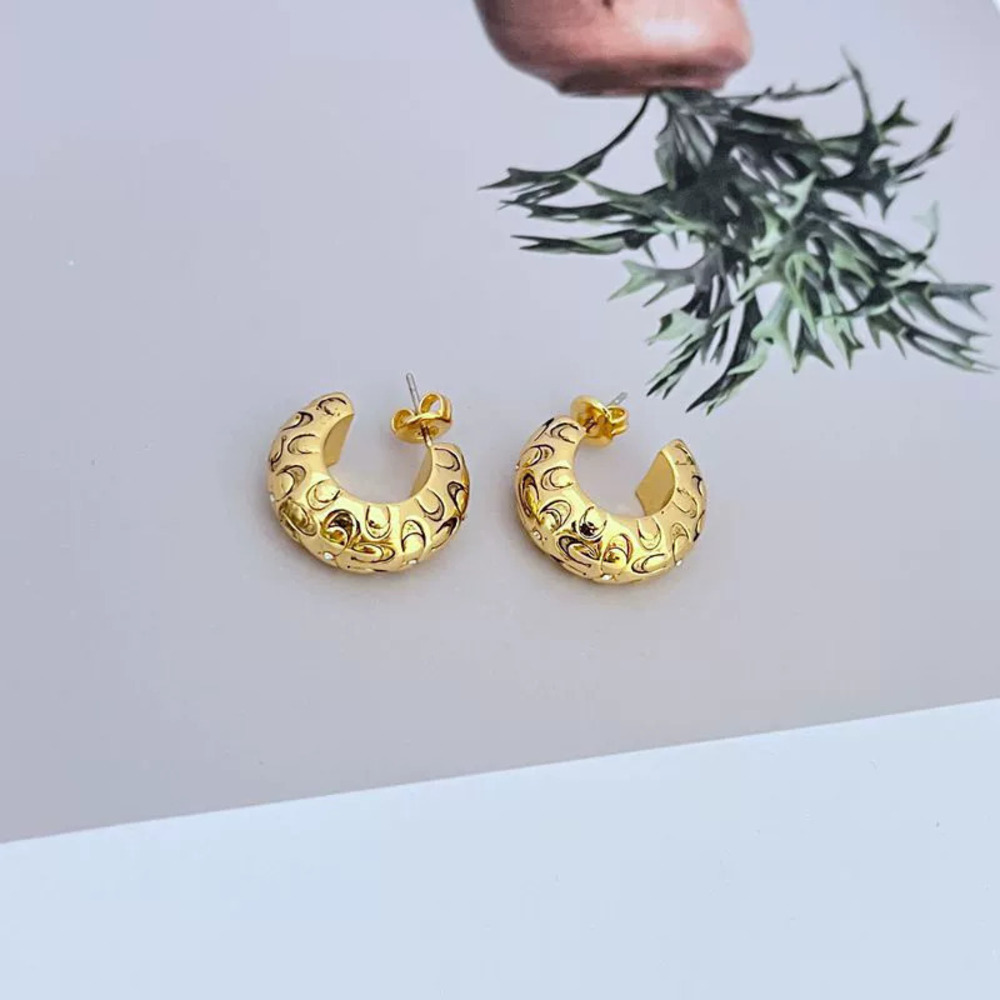 Coach Intricate Letter Textured Design Earrings